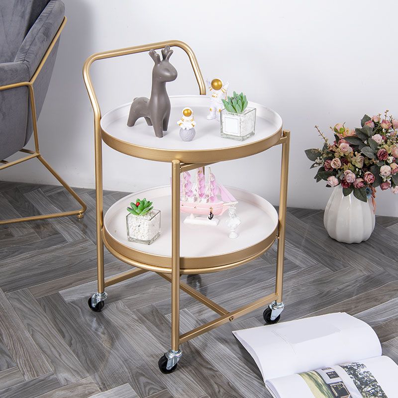 15.75 inch Wide Mid-Century Side Table Double Tier Round Side End Table