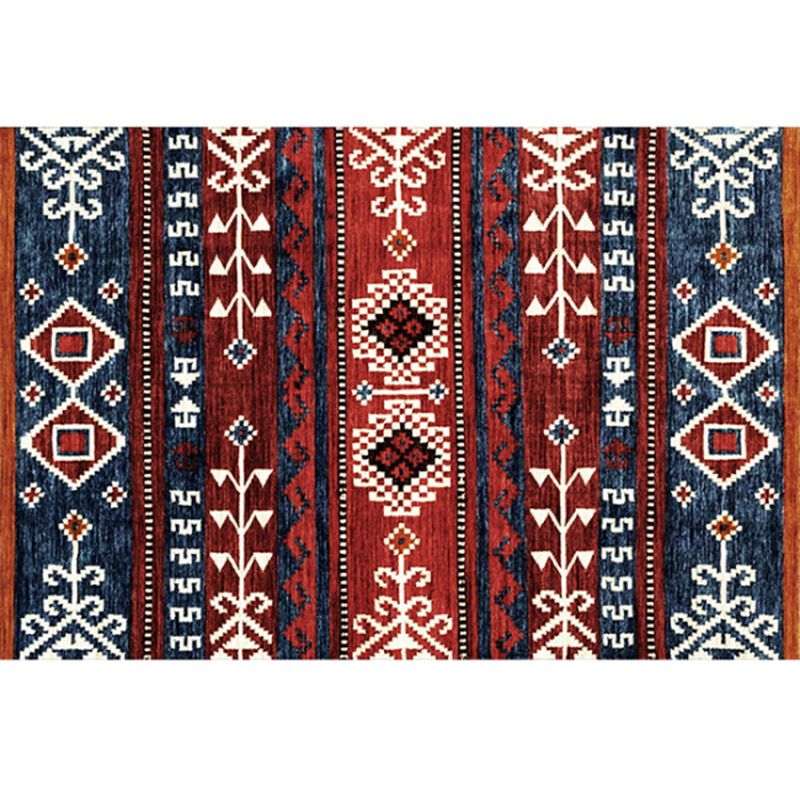 Roter Vintage-Teppich für den Innenbereich, Polyester, südwestliches Muster, pflegeleichter Teppich für die Heimdekoration