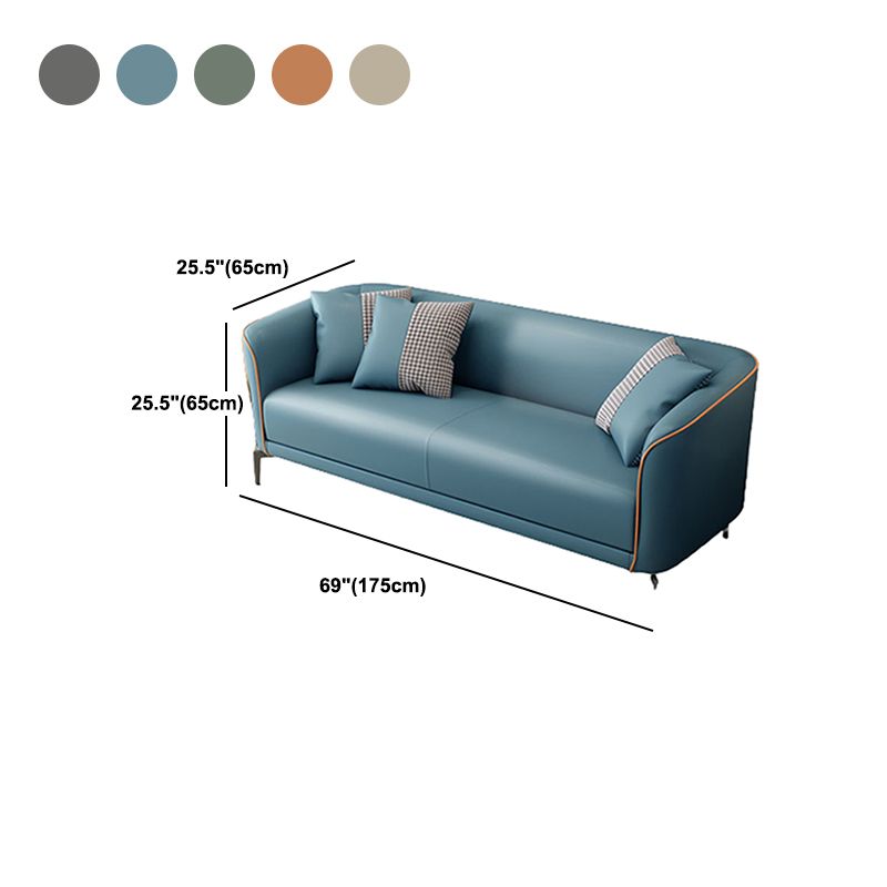 Faux Leather Sofa Tuxedo Arm Stain Resistant Sofa 25.59" H for Apartment