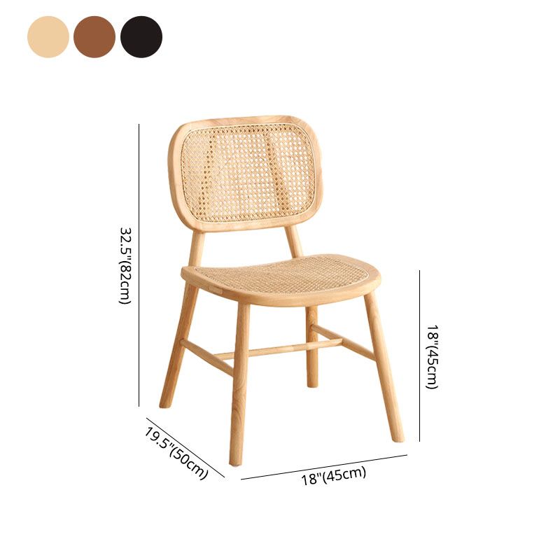 Silla de comedor de madera tradicional, silla lateral de comedor sin brazos con respaldo abierto para cocina