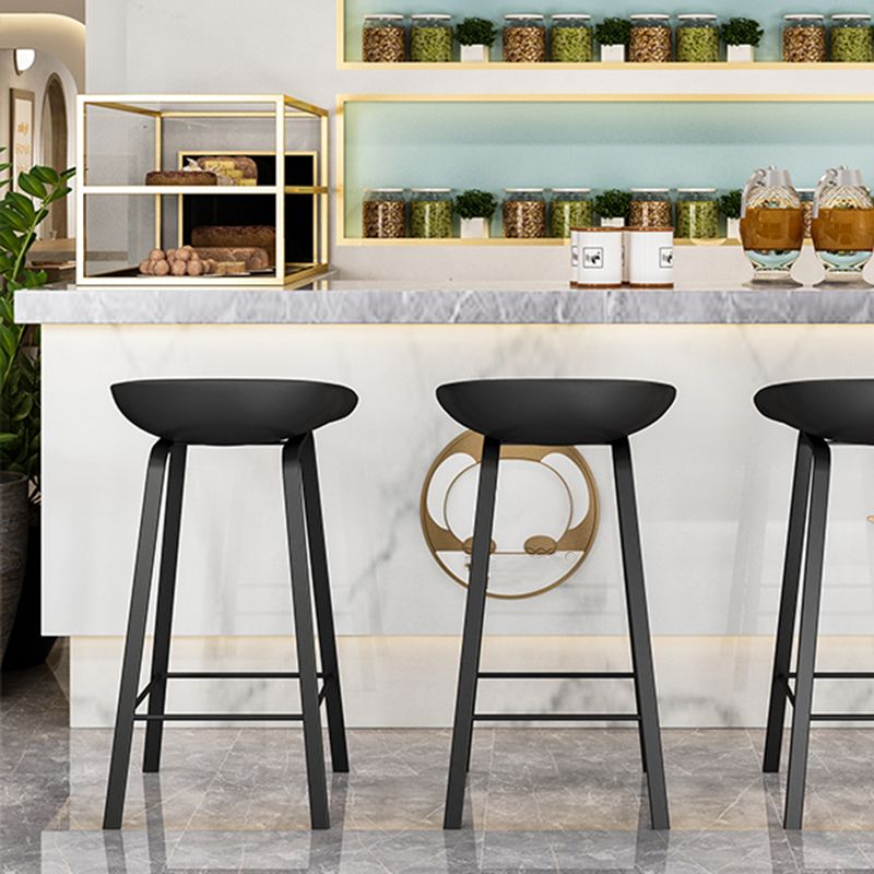 Contemporary Plastic Backrest Counter High Stool with 4 Legs