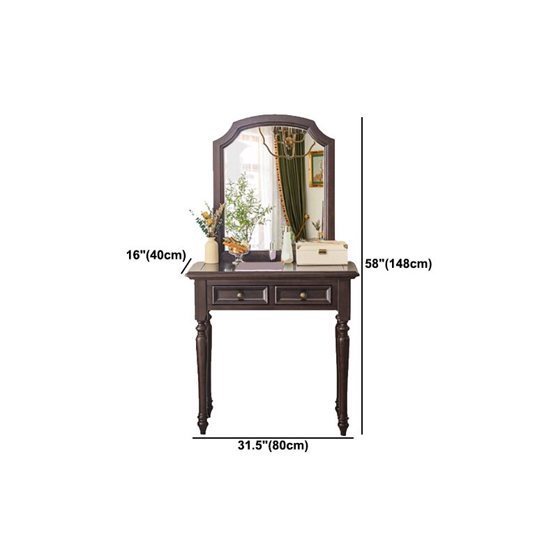 Ash Brown Vanity Set with Mirror 17.71" Wide Wood Vanity Tables with 2 Drawers