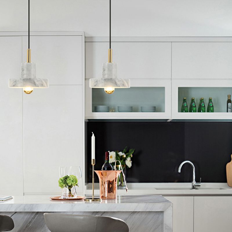 Faut de goutte en forme de grange en marbre Minimaliste d'éclairage en suspension blanc