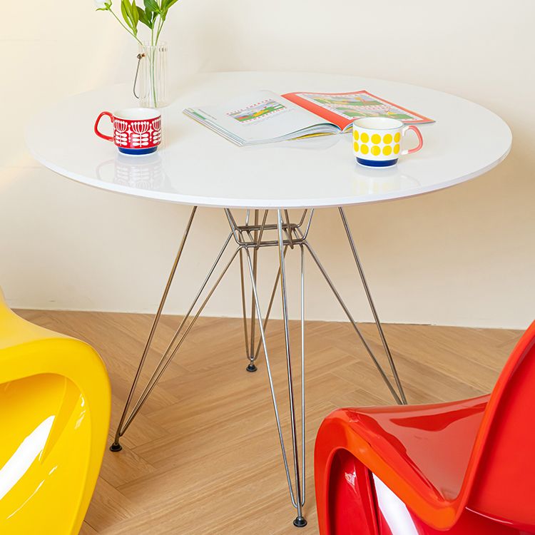 Modern Style Dining Table Round Dining Table with Metal Base for Home Use