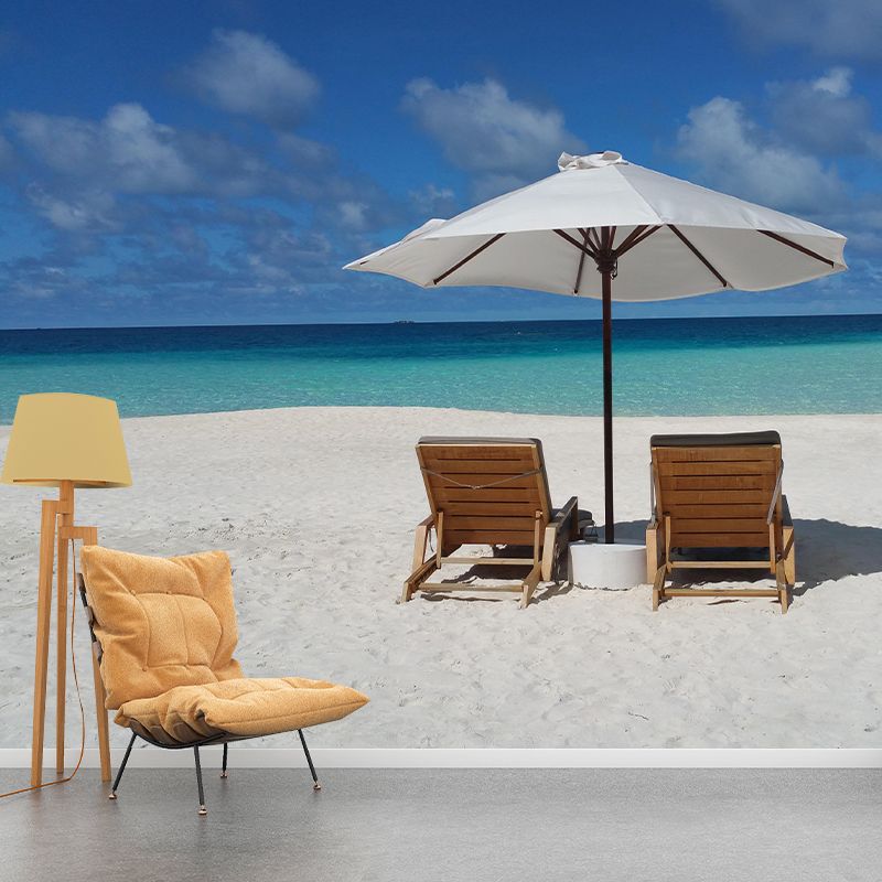 Contemporary Coastal Mural Wallpaper Mildew Resistant for Living Room Decor