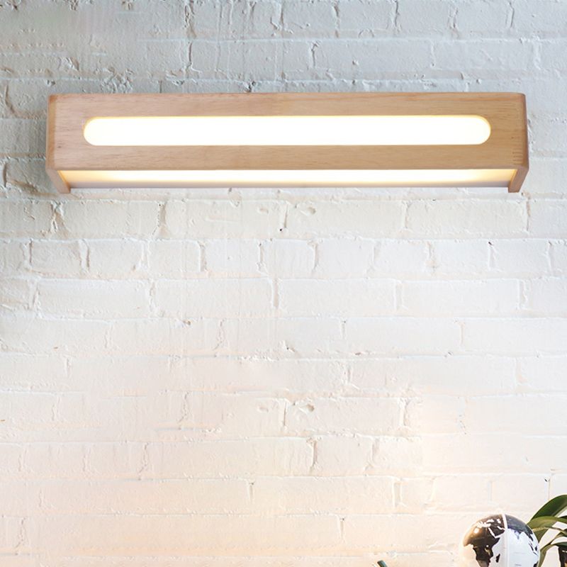 Log kleur LED -wand sconce in moderne beknopte stijl houten rechthoekige wandlamp met acrylschaduw