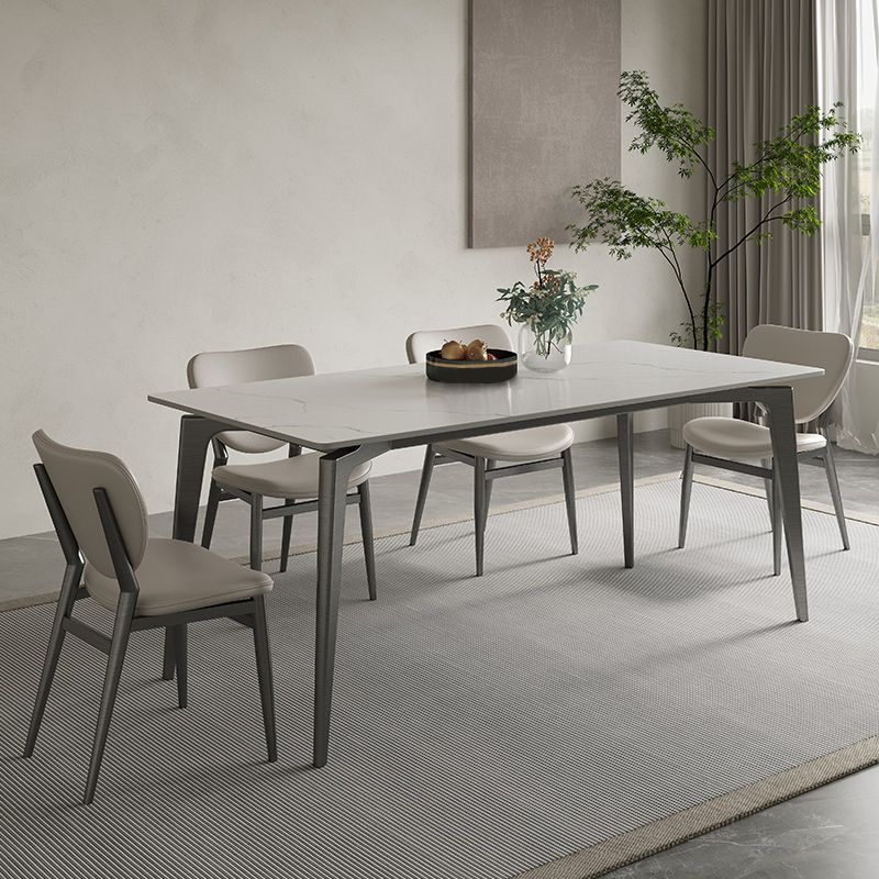 Stainless Steel Frame Dinette Table Stone Top Rectangle Dining Table