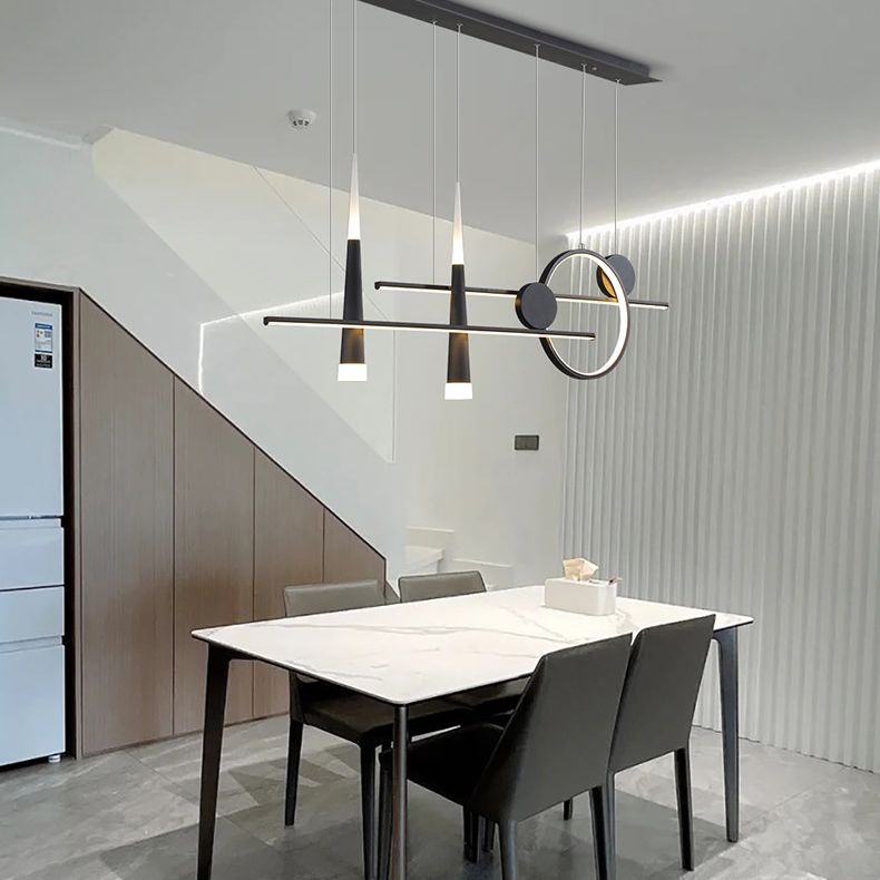 New Modern Metal LED Island Lighting Ideas 5-Light Linear Chandelier Lamp for Dining Room