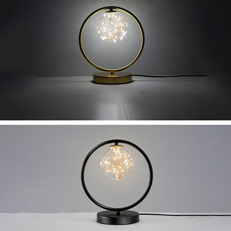 Modern Style Spherical Shape Table Light Glass 1 Light Nightstand Lamps for Bedside