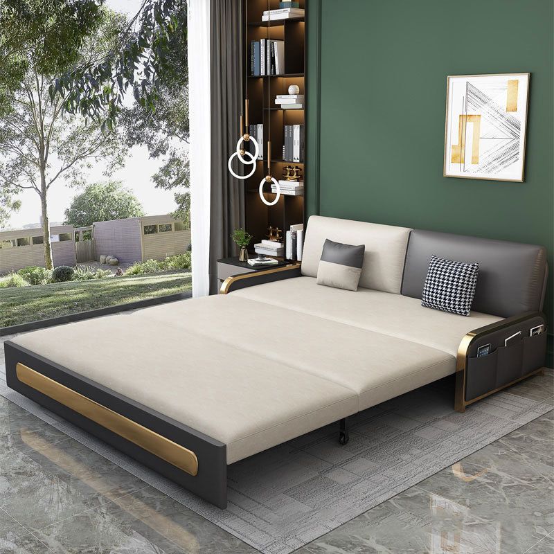 Contemporary 35.43" H Faux Leather Armless Sofa Bed For Living Room