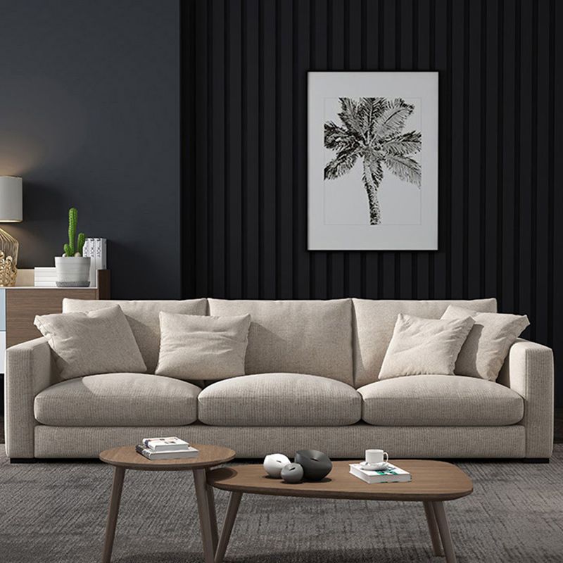 Linen Blend Square Arm Sofa and Sectional with Slipcovered for Living Room