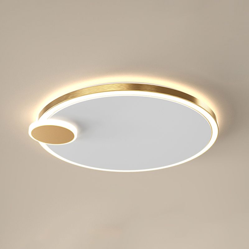 Schwarz/Gold Rund Flush Lamp einfache LED Metallic Flush Deckenleuchte in Warm/Weißes Licht, 16 "/19.5" Dia