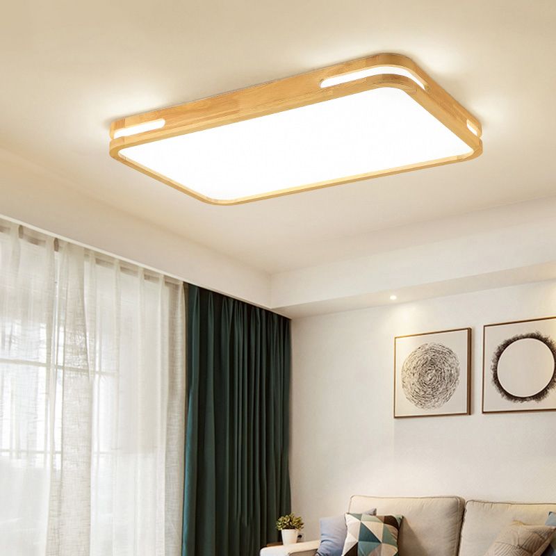 Rechteckige Flush Deckenleuchte Nordic Holz Wohnzimmer LED Flush Mount Beleuchtung Befestigung