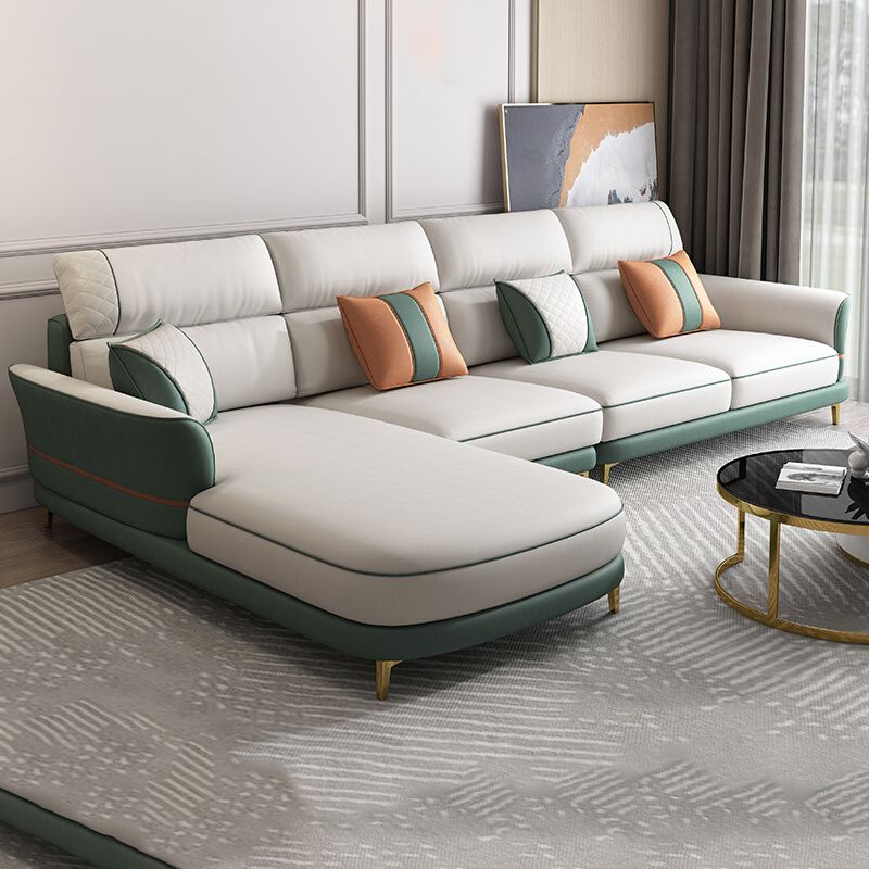 Glam 38.18 " H Faux Leather Flared Arm Sofa & Chaise for Living Room