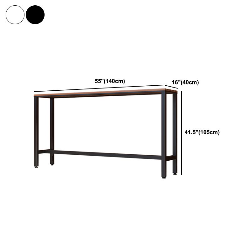 Modern 1/5 Pieces Bar Table Set Rectangle Wood Counter Table with Stools for Courtyard
