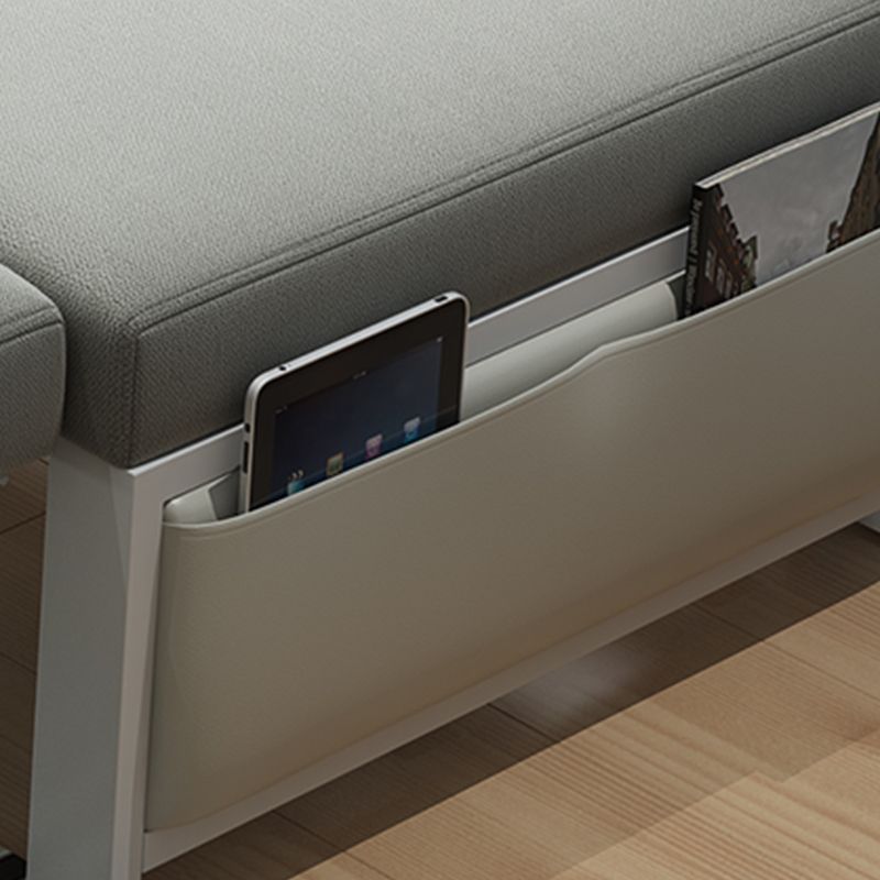 Gray Armless Seating with Pillows Convertible Sofa Bed with Storage