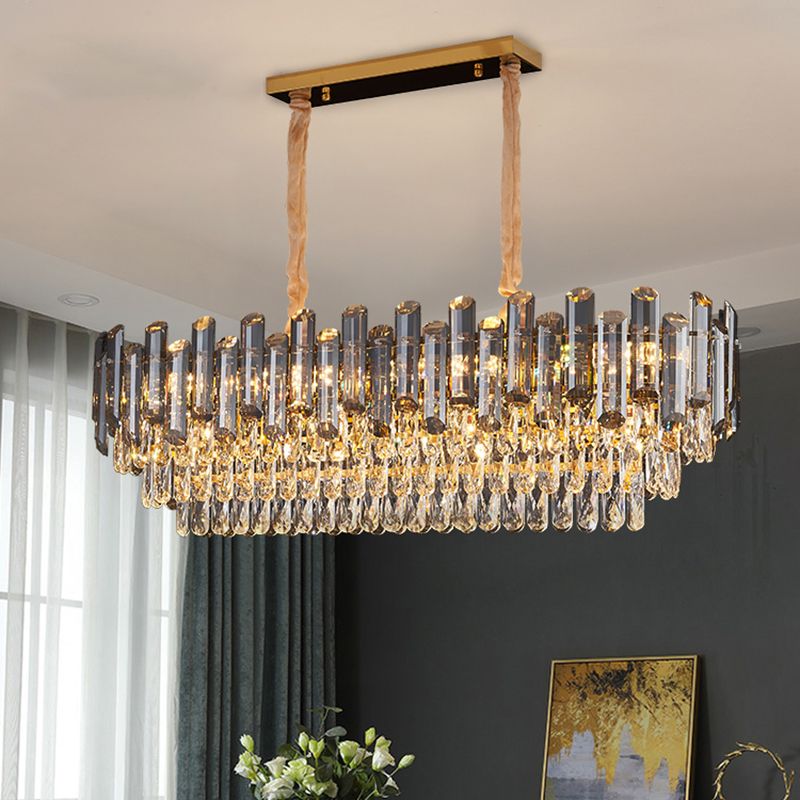 Modern Kitchen Pendant Lights Geometric Island Lighting Fixtures with Crystal Shade