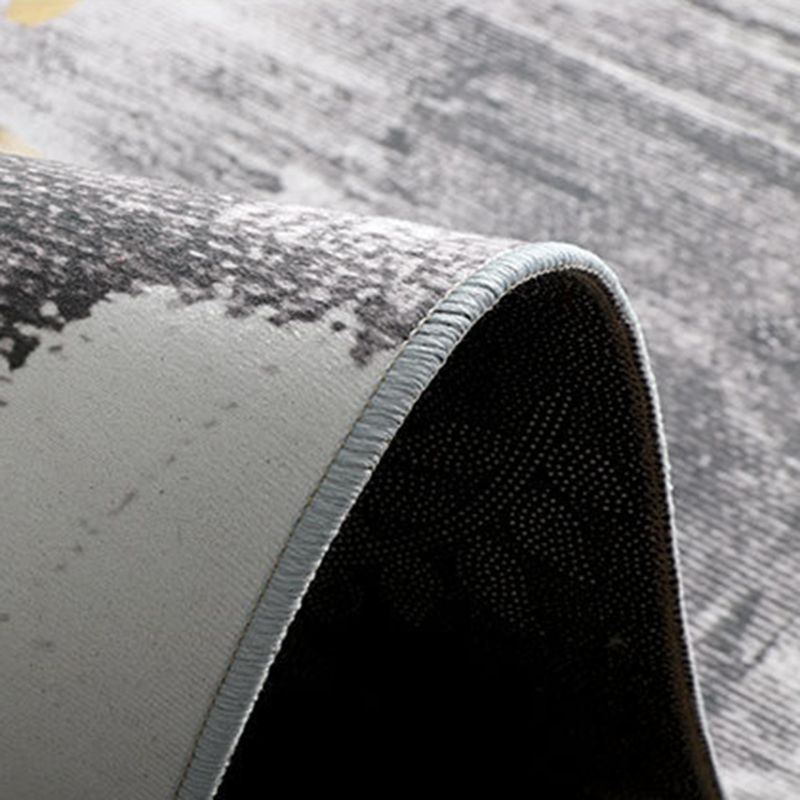 Grey Geometric Pattern Area Rug Modern Polyester Area Carpet Non-Slip Backing Rug for Living Room