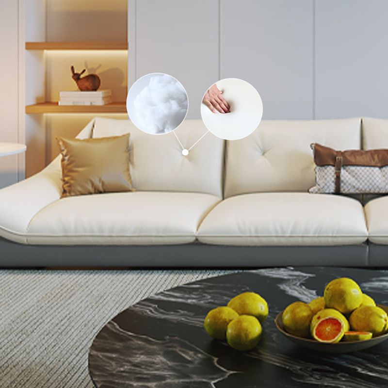 Tufted Faux Leather Pillow Top Arm Sofa with Stain Resistant and Waterproof