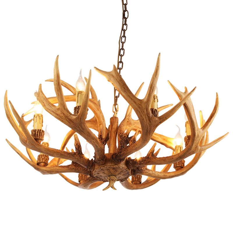 Wooden Chandelier Light Fixtures Faux Antler Farmhouse Chandelier Lighting for Bedroom
