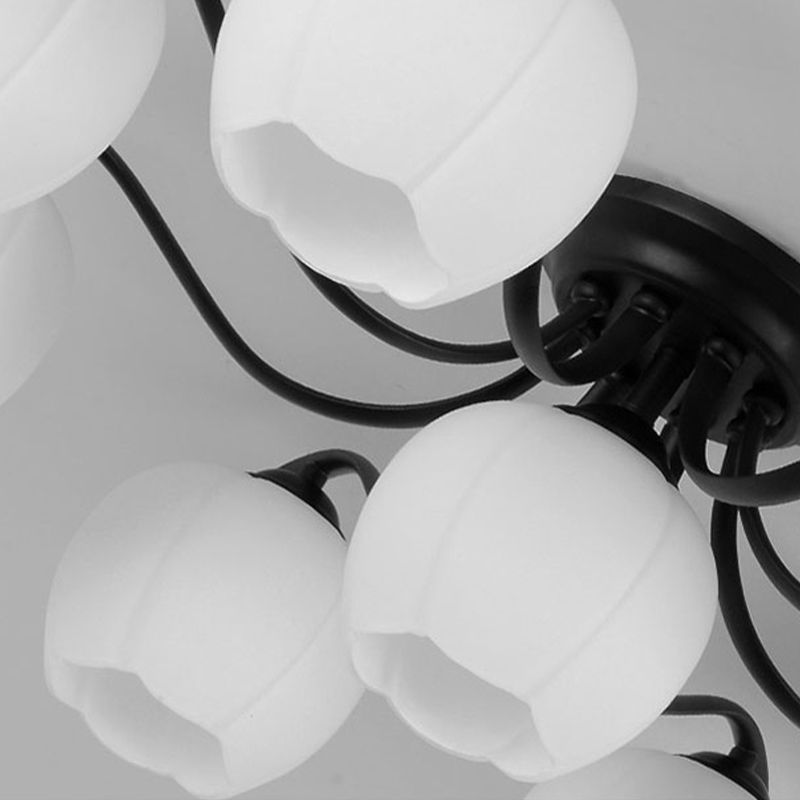 Lampada da soffitto moderna semplice a incasso con paralume di vetro per soggiorno