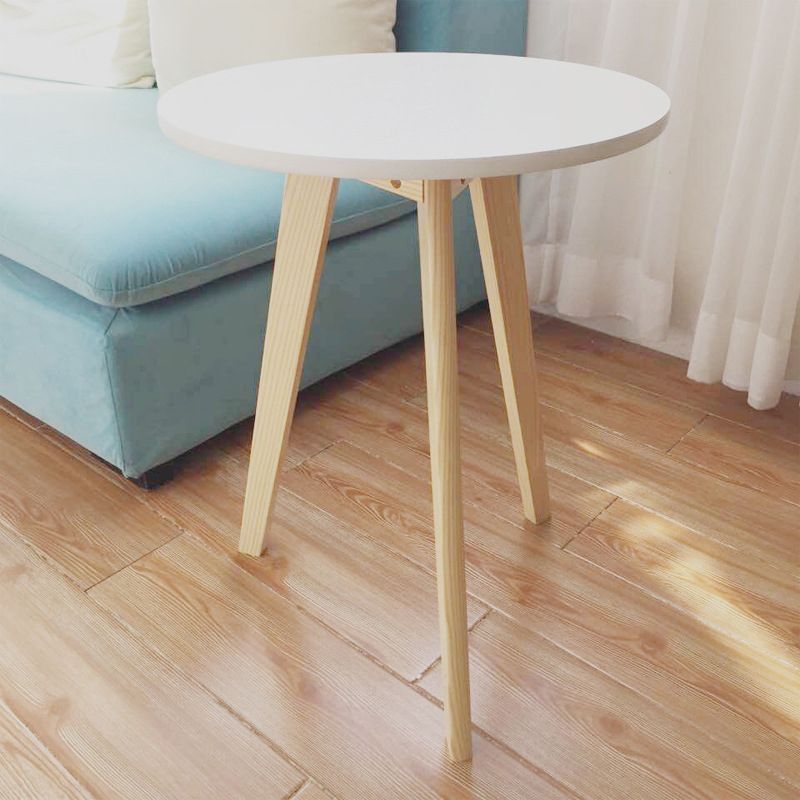 27.56" Tall Round Wood Side Table Contemporary Tri Pin End Table