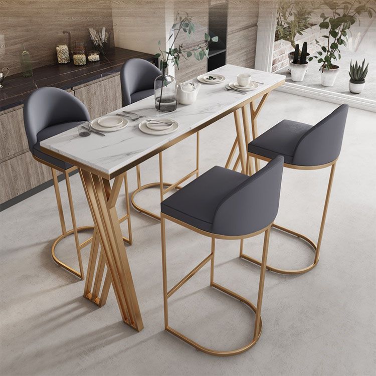 Luxurious Rectangular Pub Table Set 1/2/5 Pieces Artificial Marble Counter Table Set