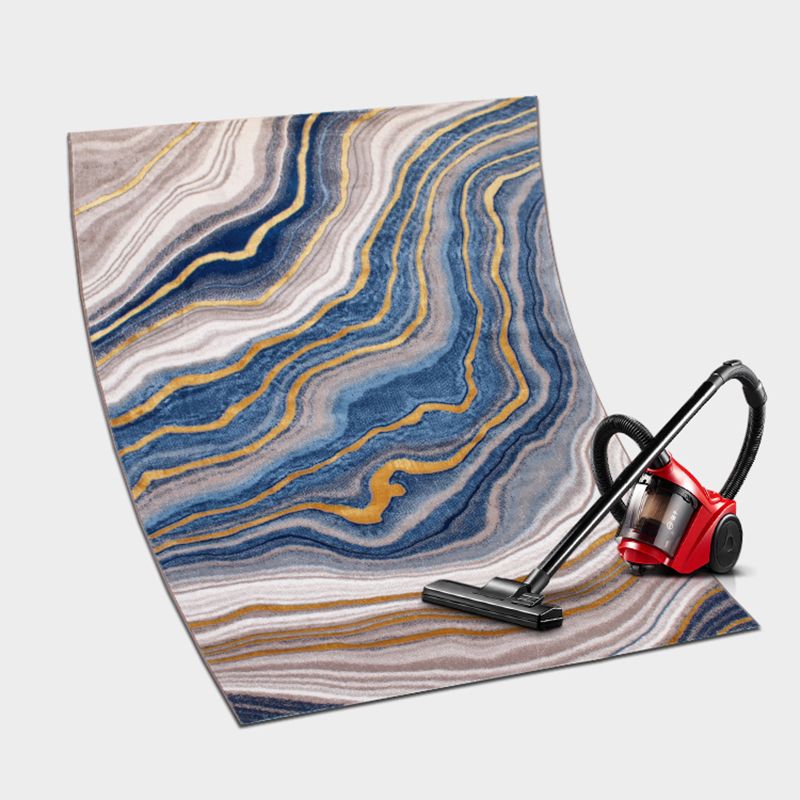 Modern Living Room Rug Multi Colored Abstract Printed Area Carpet Polyster Non-Slip Stain-Resistant Indoor Rug