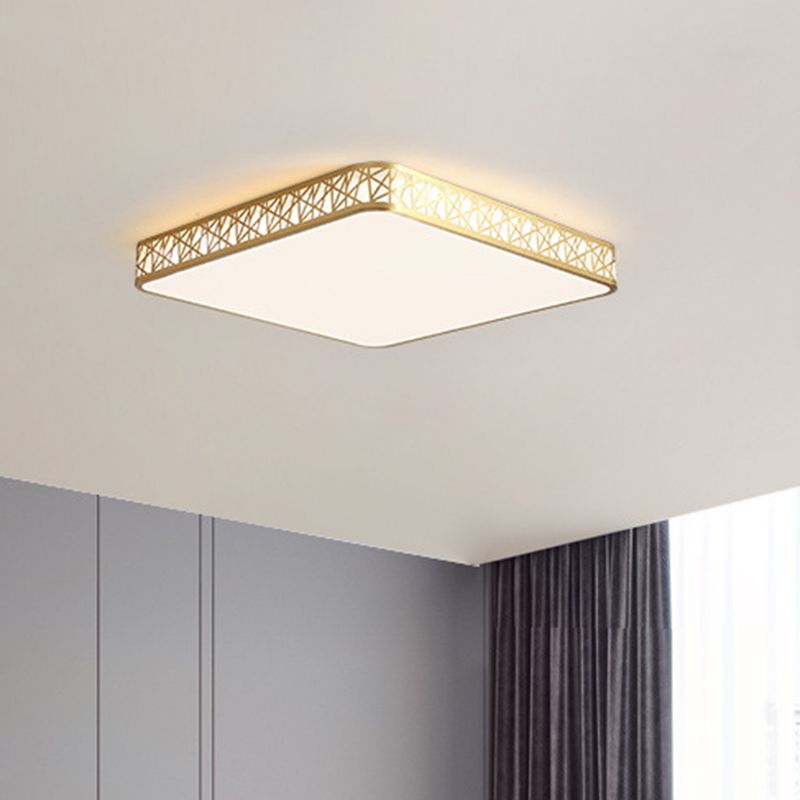 Brass Geometric Shaped Ceiling Light Minimalist Acrylic LED Flushmount with Nest Design