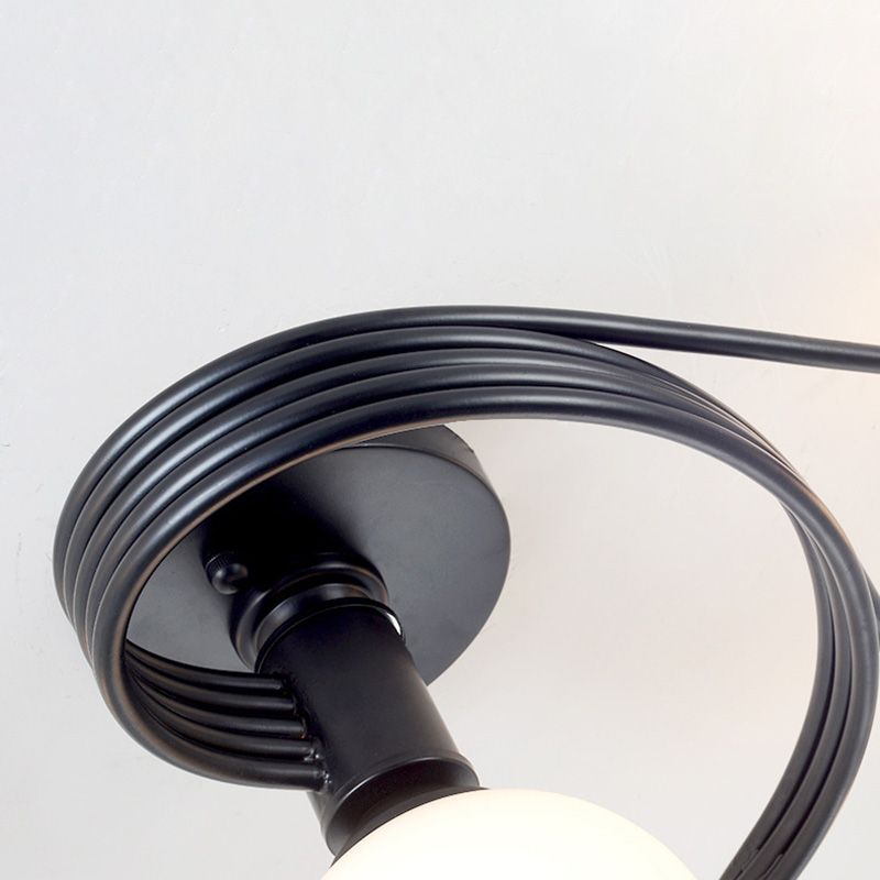 Black Multi Lights Semi Flush Mount Traditional White Glass Ceiling Light for Living Room