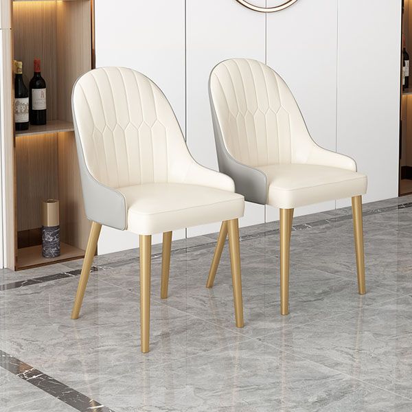 Scandinavian Style Arm Solid Back Dining Side Chair Leather Dining Chair