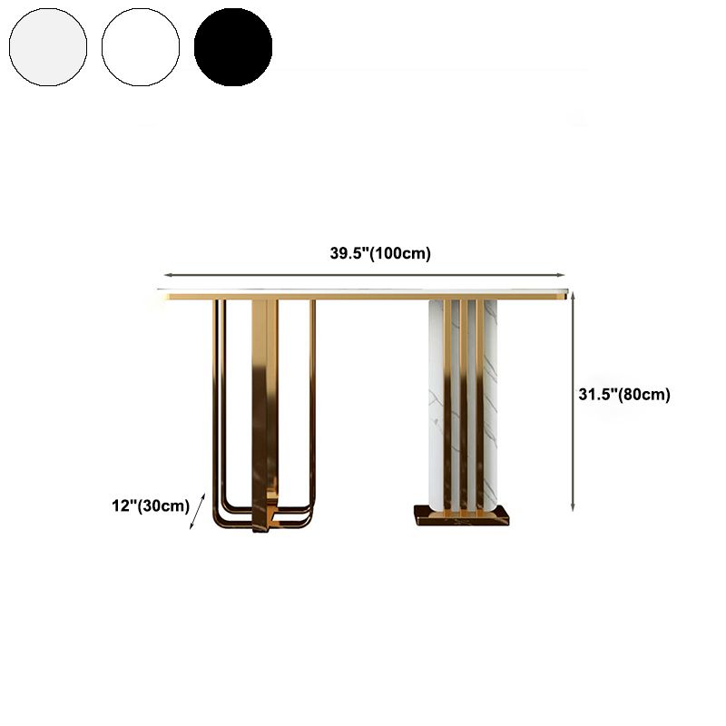 11" Wide Stone Glam Accent Table Rectangle Console Accent Table