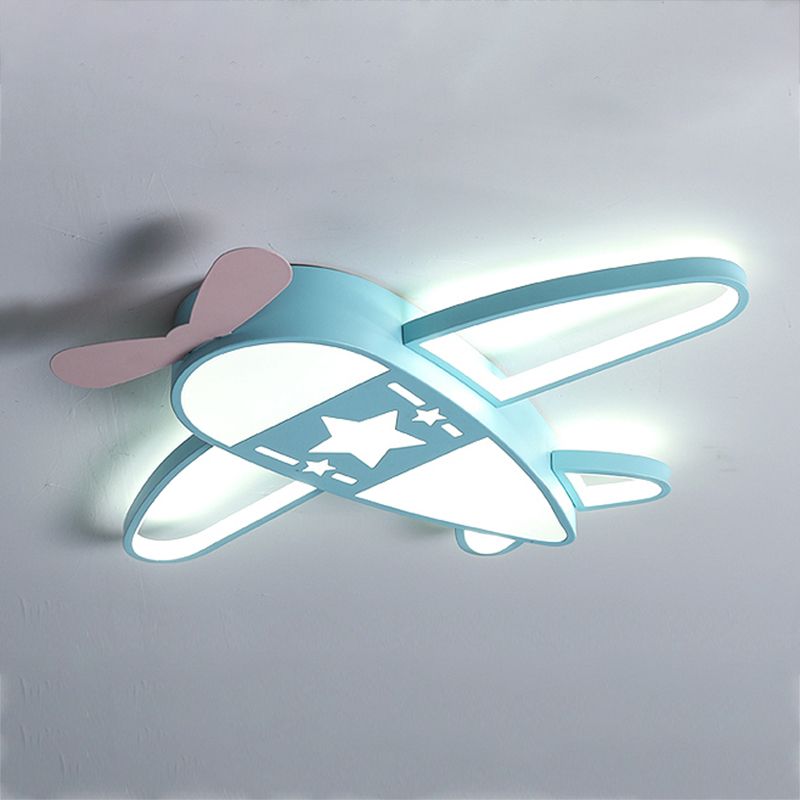Metal Plane Shape Flush Ceiling Light Kid Style 5 Lights Flush Ceiling Light Fixtures