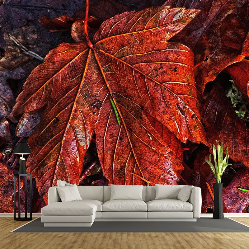 Leaf Surface Plant Wall Murals Modern Style Moisture Resistant Wall Covering