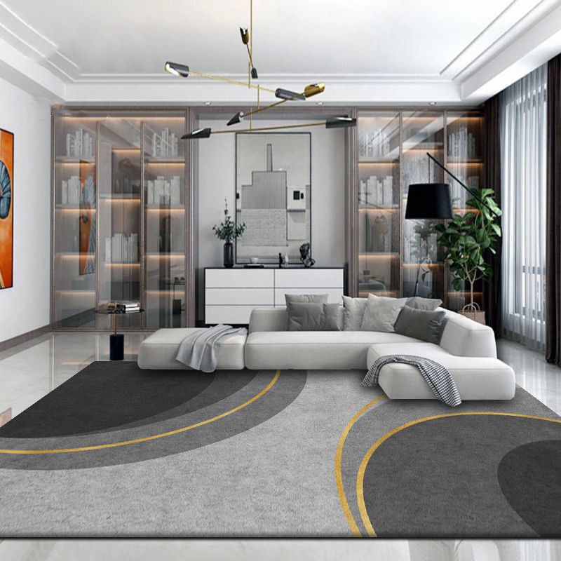 Simple Geometric Rug Indoor Polyester Rug Easy Clean Rug for Living Room and Bedroom