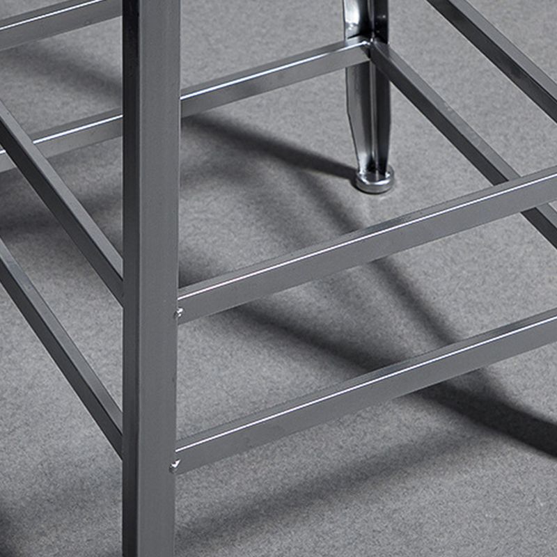 Faux Leather Dining Stools Armless Bar Stools with Metal Base