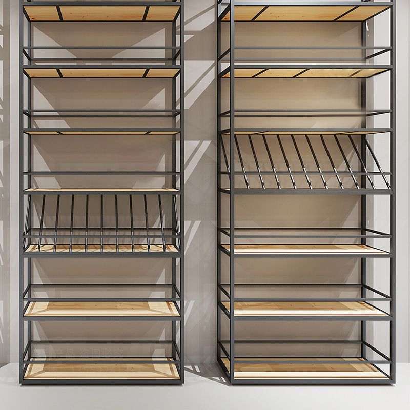 Wooden Industrial Wine Bottle Holder Manufactured Wood Bottle Holder Floor in Matte Black