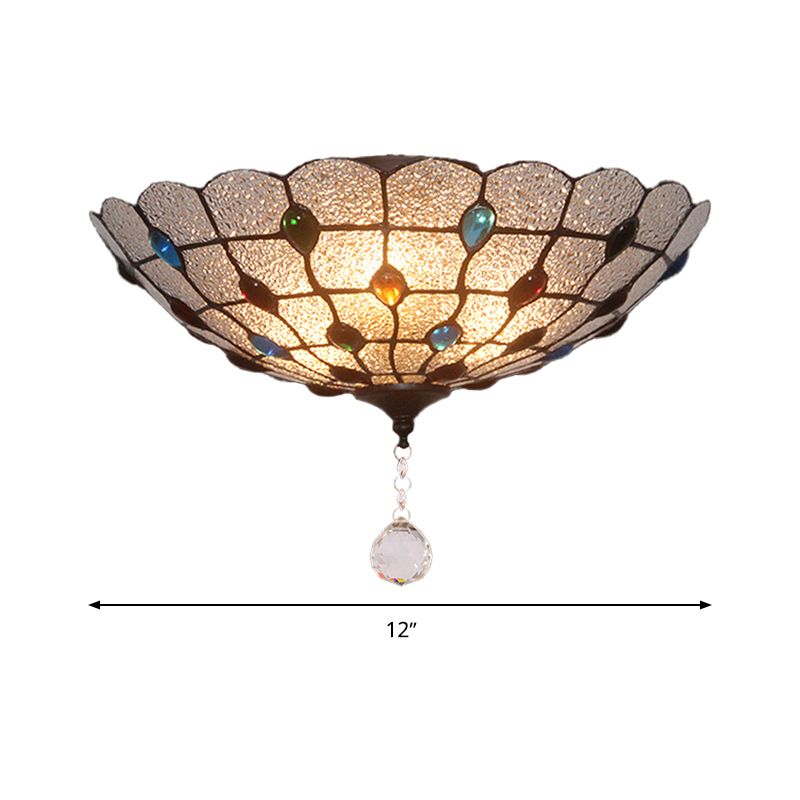 Jeweled Clear Bubble Glass Flush Mount Tiffany 2/3/4 Lights Ceiling Lighting for Dining Room, 12"/16"/19.5" Wide