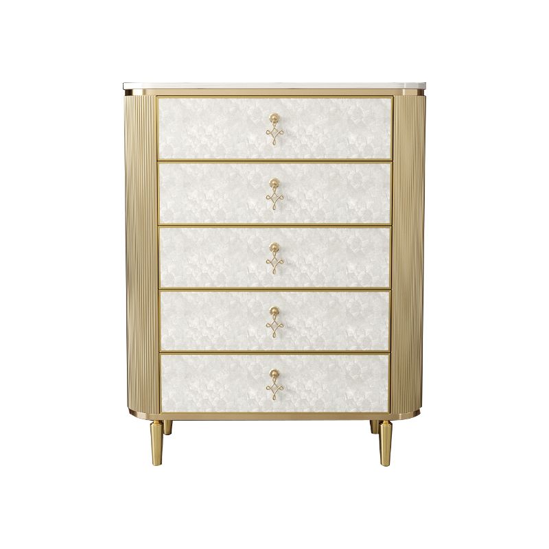 Glam Vertical Vertical Stone Storage Wood Dresser with 3/4/5 Drawers for Bedroom