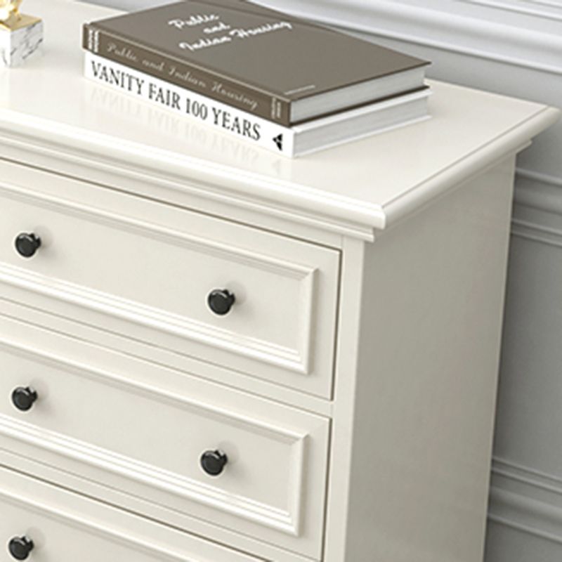 Modern White Vertical Wood Storage Chest with Drawers for Home