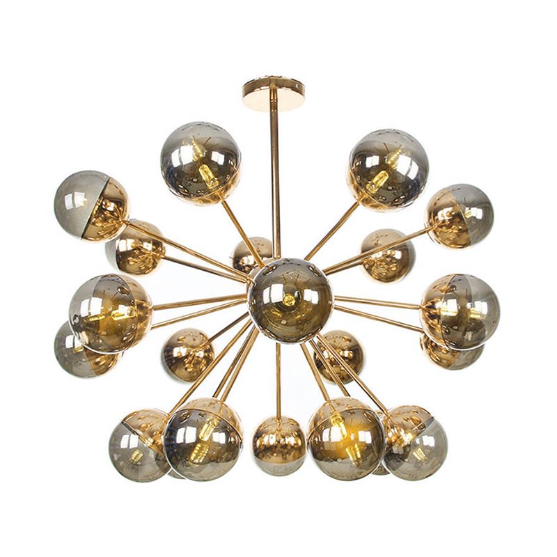 Semi-encastré Globe pour salle à manger, verre blanc/transparent/gris fumée, 9/12/15 lumières, luminaire semi-encastré contemporain en cuivre/chrome/or