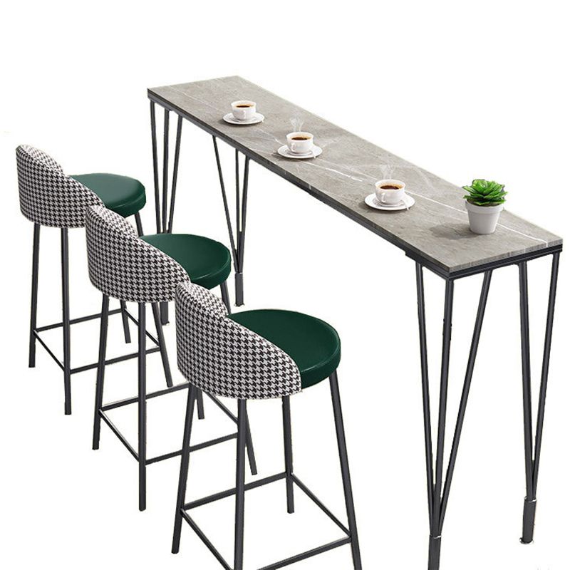 Stone Top Table Industrial Style Bistro Pub Table with Metal Legs