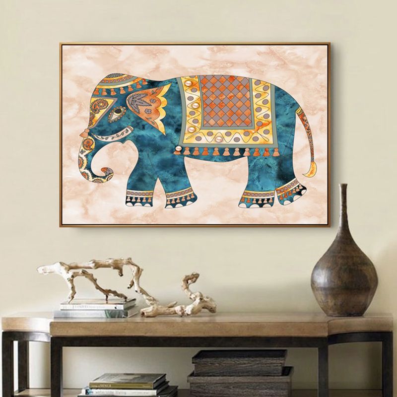 Toile imprimée d'art animalier, dessin asiatique, décoration murale texturée de couleur claire pour salon