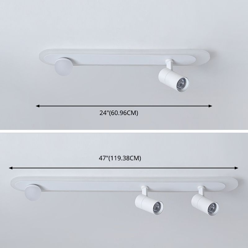 Witte lineaire LED-railverlichtingsarmaturen Moderne aluminium plafondlamp met 2 spots