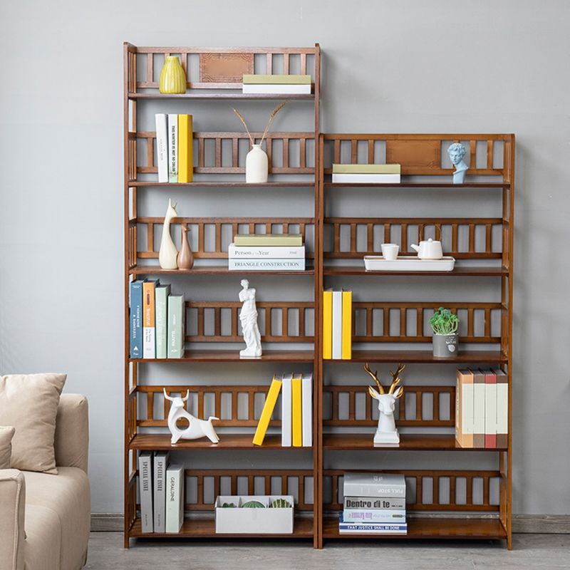 Contemporary Open Back Bookshelf Standard Bamboo Bookcase for Home Office