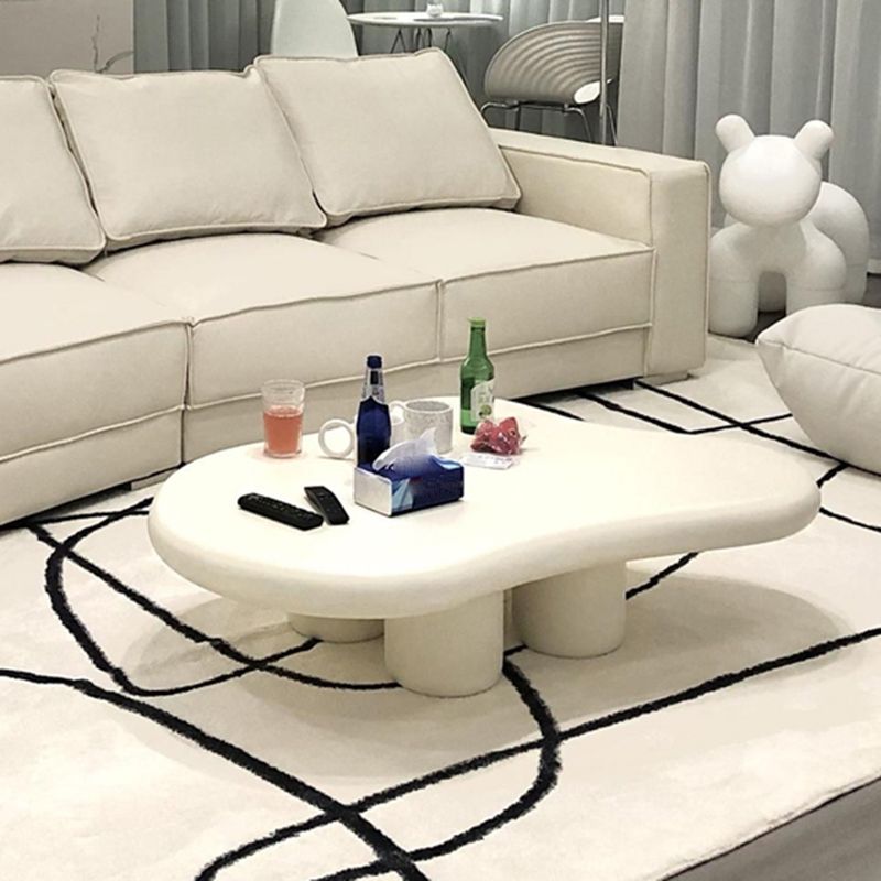 Modern Glass Steel Coffee Table with Four Legs Cocktail Table for Living Room