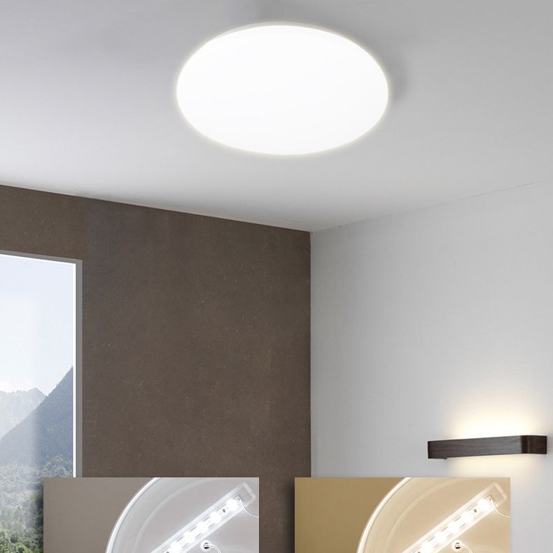 Weiße, kreisförmige LED-Deckenleuchte im modernen, prägnanten Aluminium-Einbaustil mit Acrylschirm