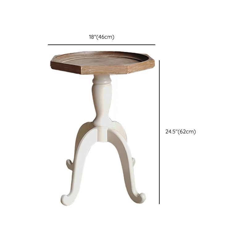 Contemporary Solid Wood Round Metal Pedestal Single Coffee Table