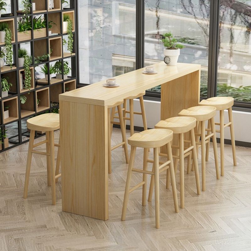 1/3/9 Pieces Modern Rectangular Pub Table Set Wooden Counter Table with Backless Stools
