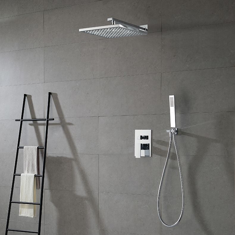 Modern Shower Faucet Brass Square Adjustable Shower Head Wall Mounted Shower Set